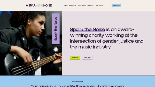 Screenshot of the Spark the Noise website