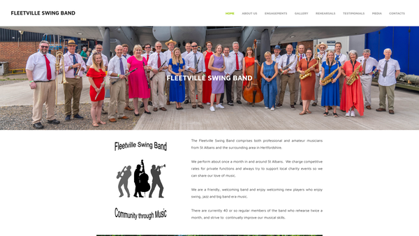 Screenshot of the Fleetville Swing Band website