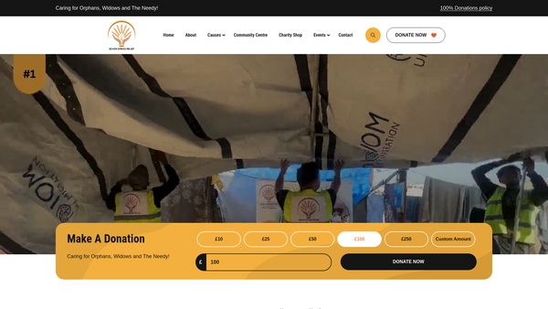 Screenshot of the Seven Spikes Relief Foundation website