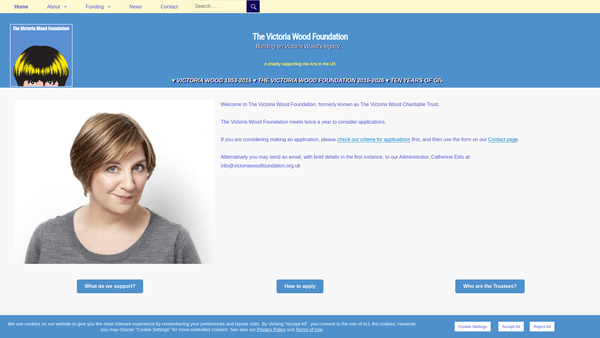 Screenshot of the The Victoria Wood Foundation website