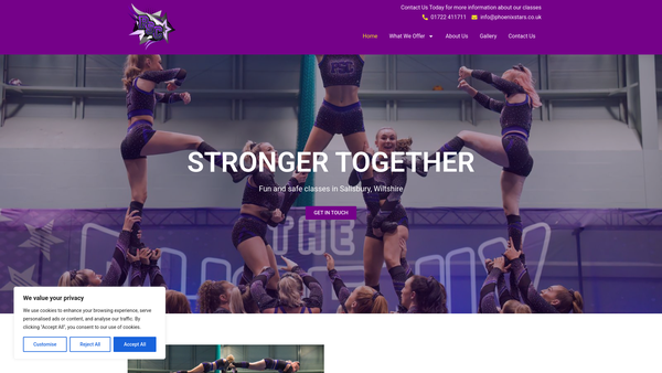 Screenshot of the Phoenix Stars website