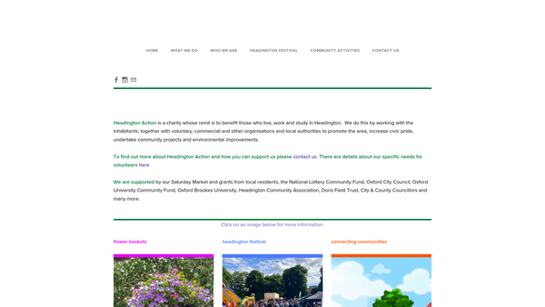 Screenshot of the Headington Action website