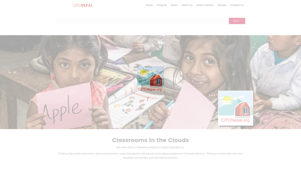 Screenshot of the Classrooms In The Clouds website