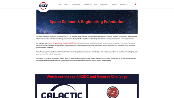 Screenshot of the Space Science And Engineering Foundation website