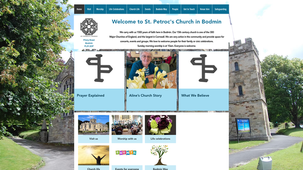 Screenshot of the The Parochial Church Council Of The Ecclesiastical Parish Of St Petroc, Bodmin website