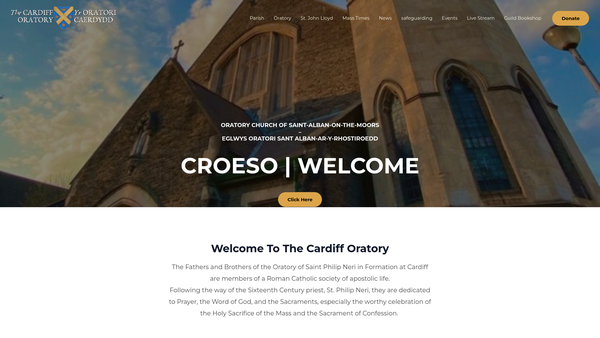 Screenshot of the The Oratory Of St. Philip Neri At Cardiff website