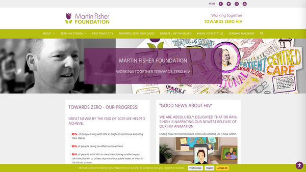 Screenshot of the The Martin Fisher Foundation website