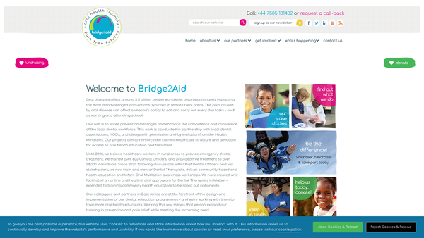 Screenshot of the Bridge2aid website