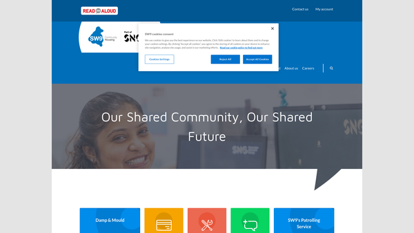 Screenshot of the Sw9 Community Housing website