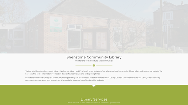 Screenshot of the Shenstone Community Library Association website