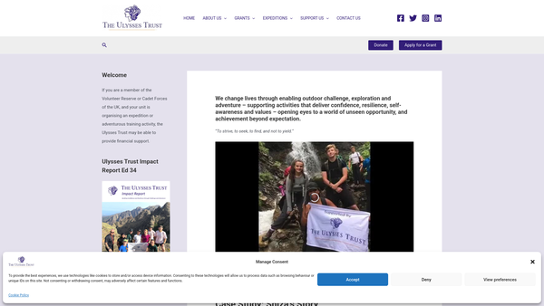 Screenshot of the The Ulysses Trust website