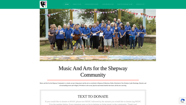 Screenshot of the Music & Arts For The Shepway Community website