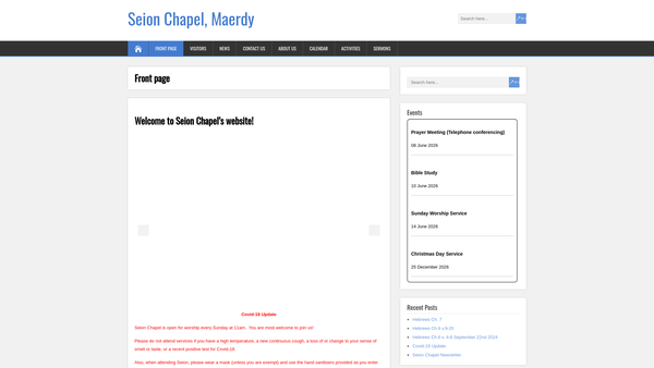 Screenshot of the Seion Welsh Baptist Chapel website