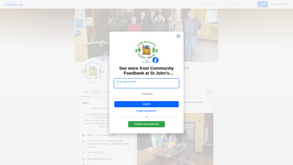 Screenshot of the Community Food Bank, Kirkby Woodhouse website
