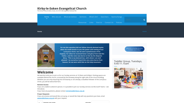 Screenshot of the Kirby-Le-Soken Evangelical Church website