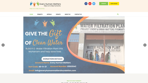 Screenshot of the Every Human Matters website
