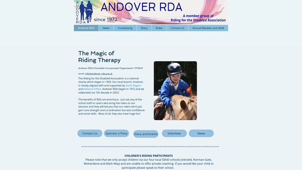 Screenshot of the Andover Riding For The Disabled Association website