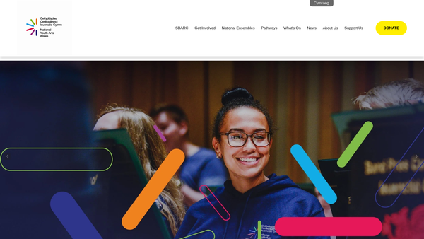 Screenshot of the National Youth Arts Wales website