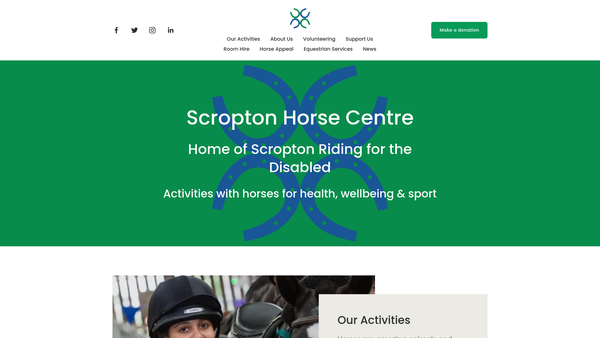Screenshot of the Scropton Riding For The Disabled Centre website