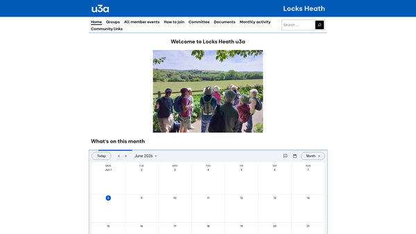 Screenshot of the Locks Heath U3A website