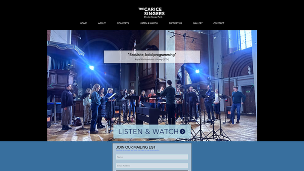 Screenshot of the The Carice Singers website