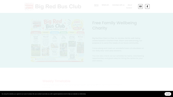Screenshot of the Big Red Bus Club website