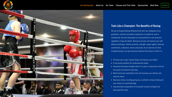 Screenshot of the The Lion Strength And Fitness Academy website
