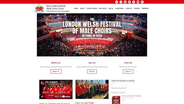 Screenshot of the London Welsh Male Voice Choir website