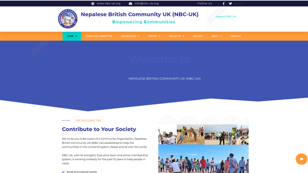 Screenshot of the Nepalese British Community UK (Nbc-Uk) website