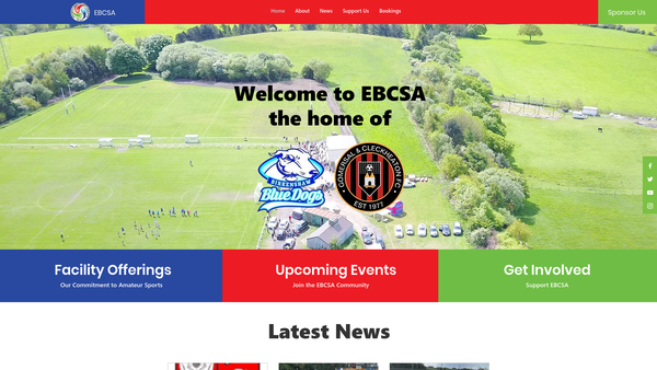 Screenshot of the East Bierley Community Sports Association website