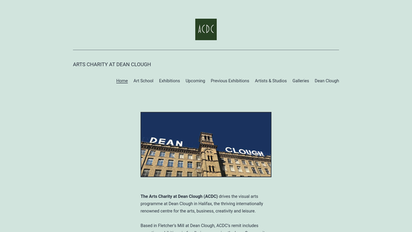 Screenshot of the The Arts Charity At Dean Clough website