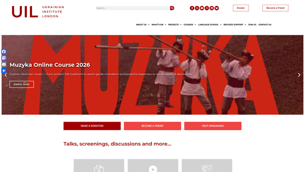 Screenshot of the Ukrainian Institute London website