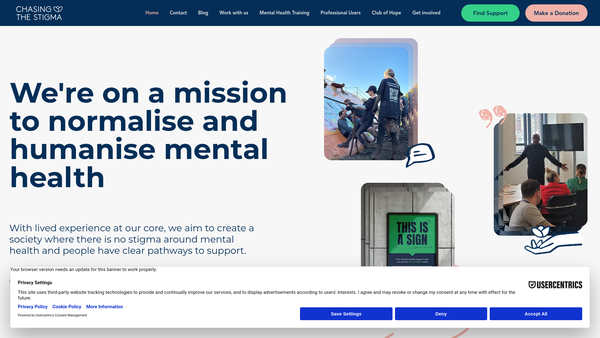 Screenshot of the Chasing The Stigma website