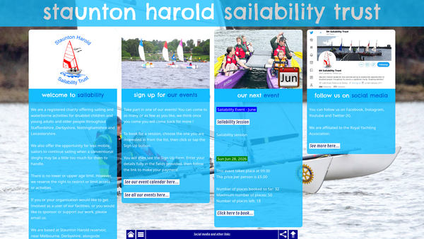 Screenshot of the Staunton Harold Sailability Trust website