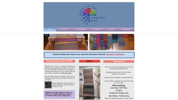 Screenshot of the Hampshire Guild Of Weavers, Spinners And Dyers website
