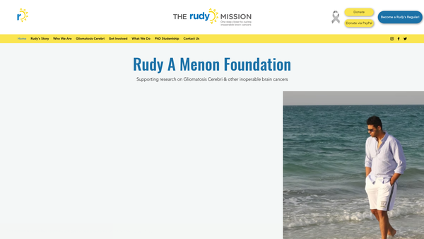 Screenshot of the Rudy A Menon Foundation website