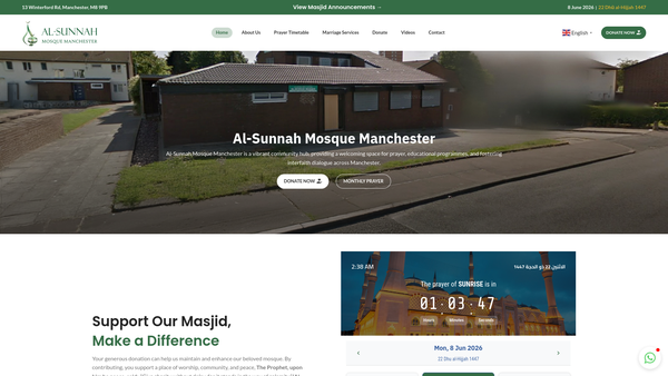 Screenshot of the Al-Sunnah Mosque website