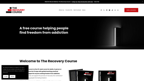 Screenshot of the The Recovery Course website