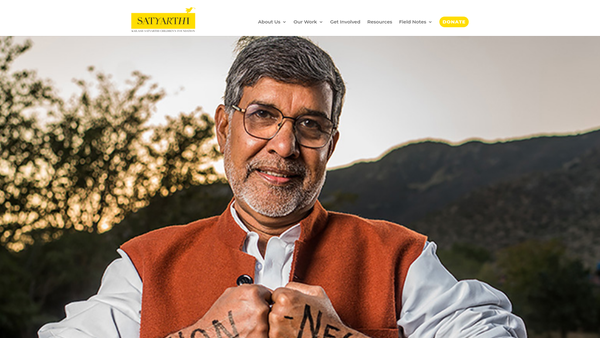 Screenshot of the The Kailash Satyarthi Children's Foundation website
