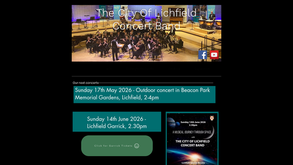Screenshot of the The City Of Lichfield Concert Band website