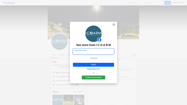 Screenshot of the Icoarm website