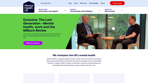 Screenshot of the Mental Health UK website