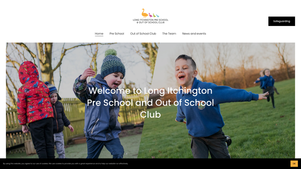 Screenshot of the Long Itchington Preschool & Out of School Club website