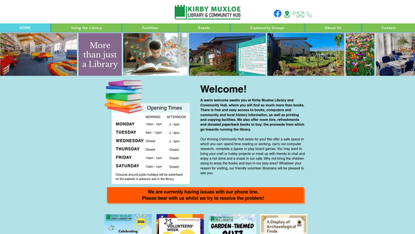 Screenshot of the Kirby Muxloe Library And Community Hub website