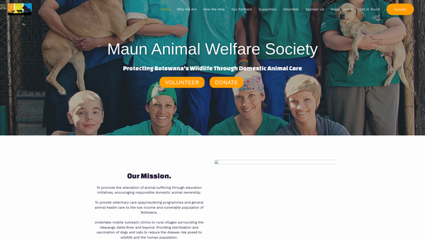 Screenshot of the Maun Animal Welfare Society (UK) website