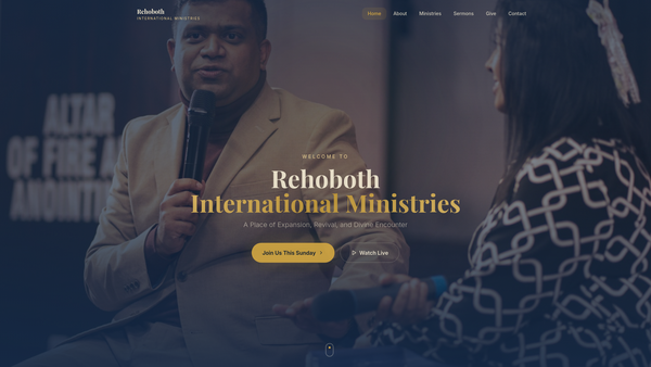 Screenshot of the Rehoboth International Ministries website