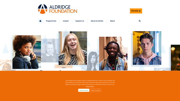 Screenshot of the Aldridge Foundation CIO website