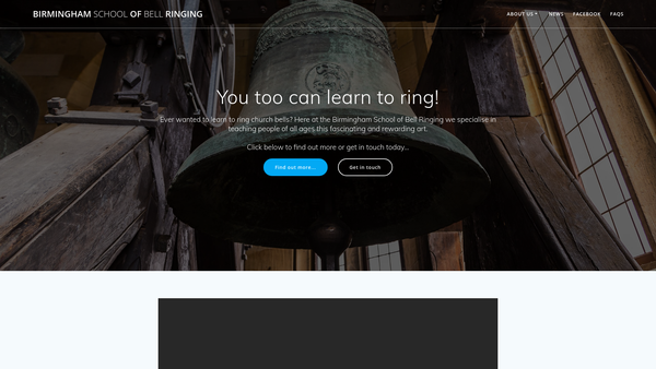 Screenshot of the Birmingham School Of Bell Ringing website