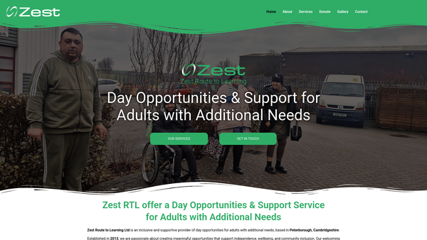 Screenshot of the Zest Route To Learning website