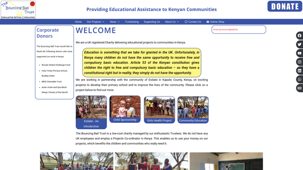 Screenshot of the The Bouncing Ball Trust website